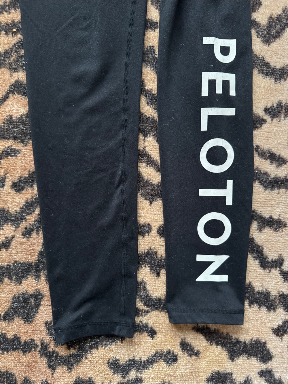 Peloton Black Leggings with White Vertical Logo